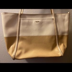 Tumi Sinclair Two Tone Textured Leather Tote Bag Handbag Purse